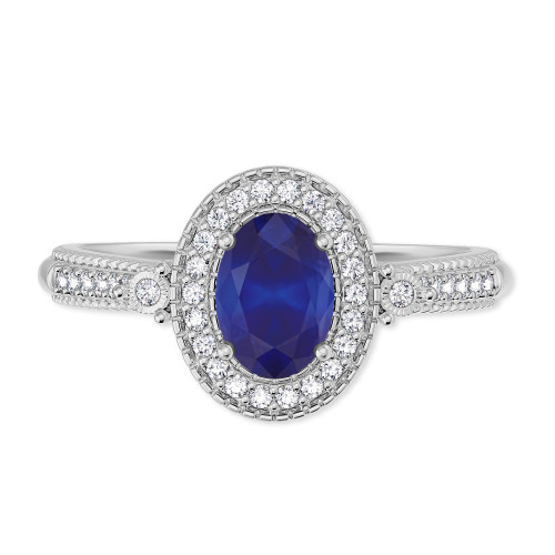 Photo of Magnol 1 1/6 CT. T.W. Sapphire and diamond Engagement Ring 10K White Gold [BT872WE-C000]