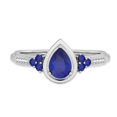 Photo of Abilia 3/4 CT. T.W. Sapphire and diamond Engagement Ring 14K White Gold [BT877WE-C000]