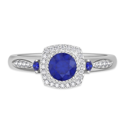 Photo of Mawar 7/8 CT. T.W. Sapphire and diamond Engagement Ring 10K White Gold [BT878WE-C000]