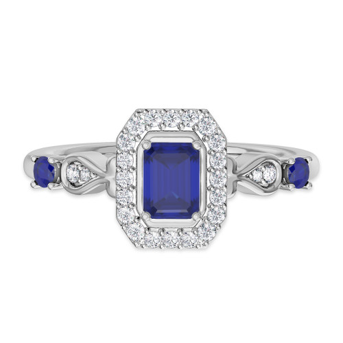 Photo of Garland 7/8 CT. T.W. Sapphire and diamond Engagement Ring 10K White Gold [BT879WE-C000]