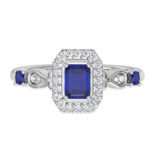 Photo of Garland 7/8 Carat T.W. Sapphire and diamond Engagement Ring 14K White Gold [BT879WE-C000]