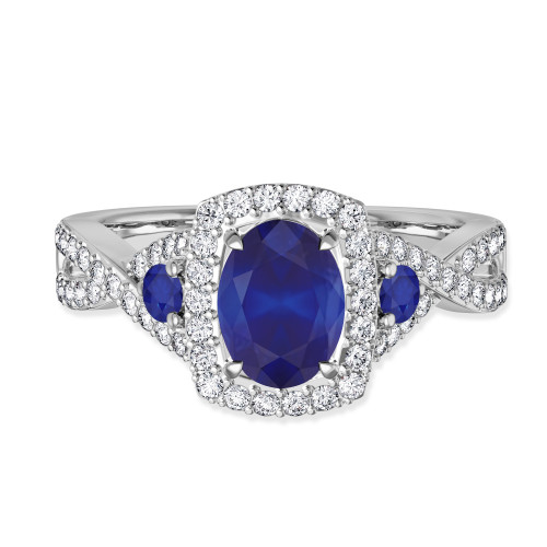 Photo of Lone 1 7/8 Carat T.W. Sapphire and diamond Engagement Ring 10K White Gold [BT894WE-C000]