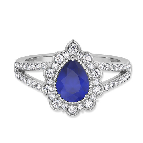 Photo of Canna 1 2/3 Carat T.W. Sapphire and diamond Engagement Ring 10K White Gold [BT895WE-C000]