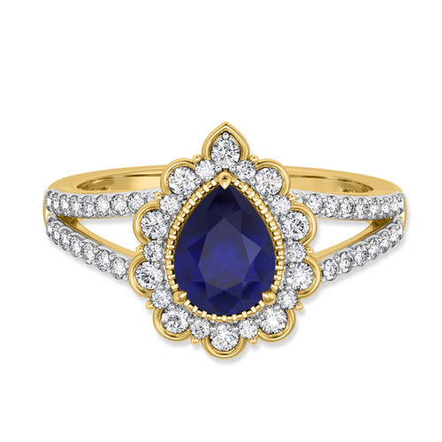 Photo of Canna 1 2/3 CT. T.W. Sapphire and diamond Engagement Ring 10K Yellow Gold [BT895YE-C000]