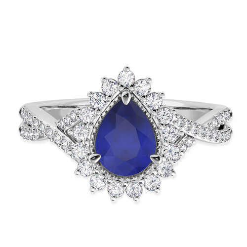 Photo of Liana 1 1/2 CT. T.W. Sapphire and diamond Engagement Ring 14K White Gold [BT898WE-C000]