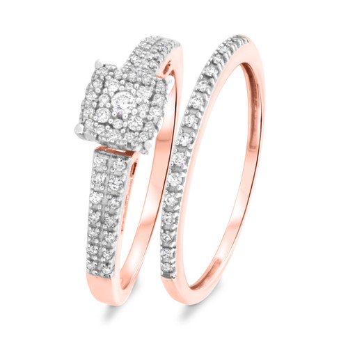 Photo of Mystic 1/3 ct tw. Princess Diamond Bridal Ring Set 10K Rose Gold [BR814R-C000]