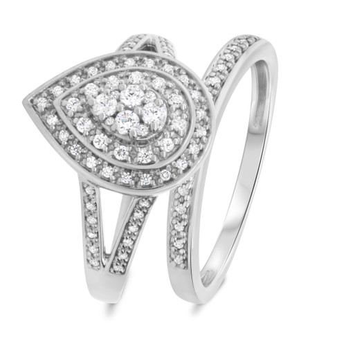 Photo of Camille 1/2 ct tw. Pear Diamond Bridal Ring Set 10K White Gold [BR850W-C000]