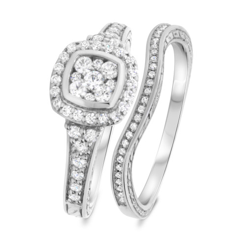 Photo of Alejo 3/4 ct tw. Fancy Diamond Bridal Ring Set 10K White Gold [BR856W-C000]