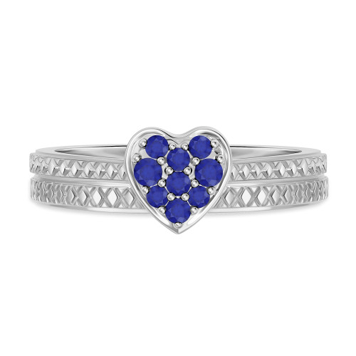 Photo of Manuka 1/3 Carat T.W. Sapphire and Diamond Matching Bridal Ring Set 10K White Gold [BR867W-C000]