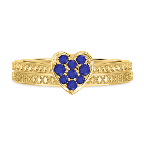Photo of Manuka 1/3 Carat T.W. Sapphire and Diamond Matching Bridal Ring Set 10K Yellow Gold [BR867Y-C000]