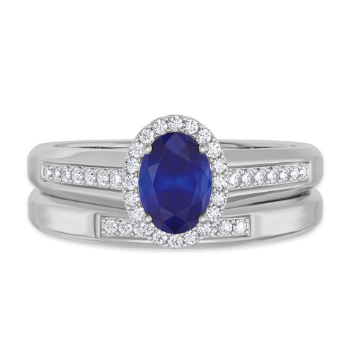 Photo of Chrisoula 1 1/4 Carat T.W. Sapphire and Diamond Matching Bridal Ring Set 10K White Gold [BR869W-C000]