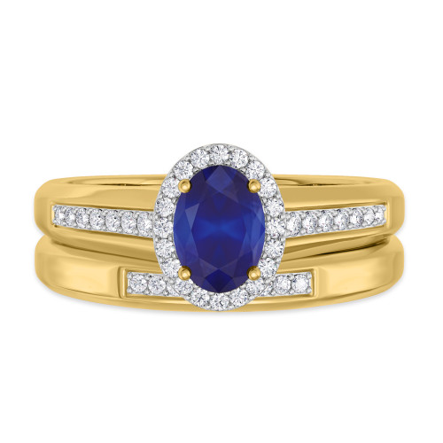 Photo of Chrisoula 1 1/4 Carat T.W. Sapphire and Diamond Matching Bridal Ring Set 14K Yellow Gold [BR869Y-C000]