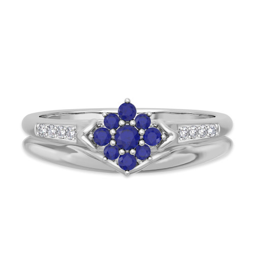 Photo of Neeja 3/8 Carat T.W. Blue Sapphire and Diamond Matching Bridal Ring Set 10K White Gold [BR870W-C000]