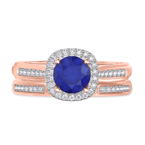 Photo of Delphine 1 1/3 Carat T.W. Sapphire and Diamond Matching Bridal Ring Set 14K Rose Gold [BR871R-C000]