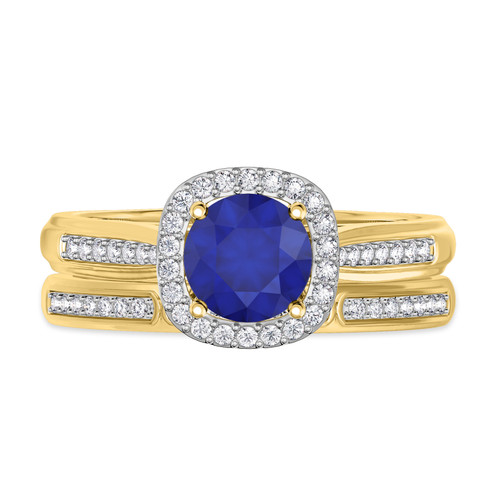 Photo of Delphine 1 1/3 Carat T.W. Sapphire and Diamond Matching Bridal Ring Set 14K Yellow Gold [BR871Y-C000]