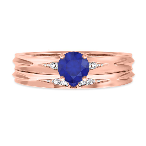 Photo of Irit 3/4 Carat T.W. Sapphire and Diamond Matching Bridal Ring Set 14K Rose Gold [BR874R-C000]