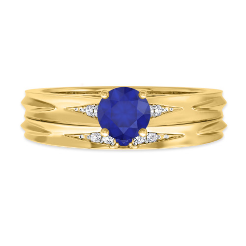 Photo of Irit 3/4 Carat T.W. Sapphire and Diamond Matching Bridal Ring Set 10K Yellow Gold [BR874Y-C000]
