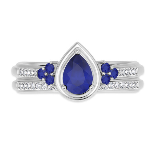 Photo of Abilia 7/8 Carat T.W. Sapphire and Diamond Matching Bridal Ring Set 14K White Gold [BR877W-C000]