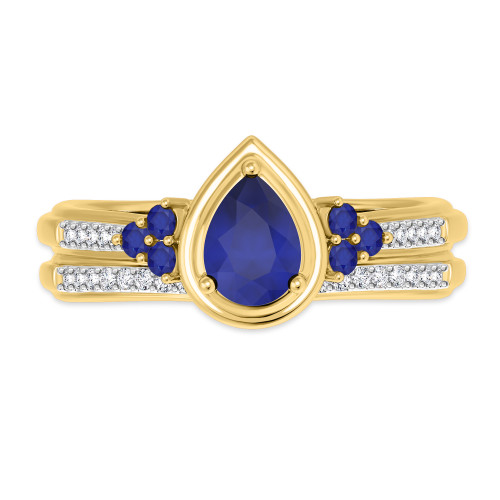 Photo of Abilia 7/8 Carat T.W. Sapphire and Diamond Matching Bridal Ring Set 10K Yellow Gold [BR877Y-C000]