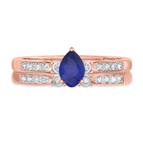 Photo of Hana 5/8 CT. T.W. Sapphire and Diamond Matching Bridal Ring Set 14K Rose Gold [BR880R-C000]
