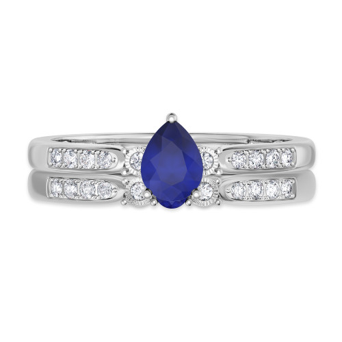 Photo of Hana 5/8 Carat T.W. Sapphire and Diamond Matching Bridal Ring Set 14K White Gold [BR880W-C000]