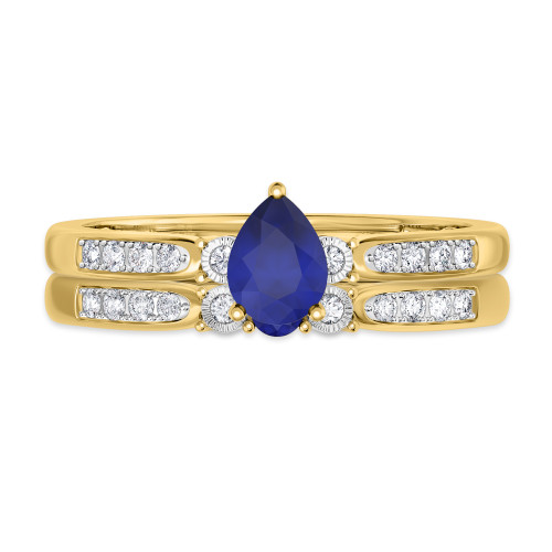 Photo of Hana 5/8 CT. T.W. Sapphire and Diamond Matching Bridal Ring Set 10K Yellow Gold [BR880Y-C000]