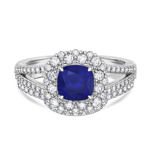 Photo of Evanthe 1 3/4 Carat T.W. Sapphire and Diamond Matching Bridal Ring Set 14K White Gold [BR891W-C000]