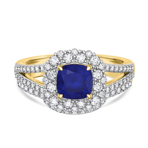 Photo of Evanthe 1 7/8 Carat T.W. Sapphire and Diamond Matching Bridal Ring Set 10K Yellow Gold [BR891Y-C000]