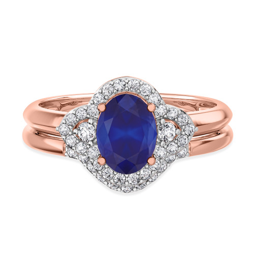 Photo of Holly 1 3/4 CT. T.W. Sapphire and Diamond Matching Bridal Ring Set 14K Rose Gold [BR892R-C000]