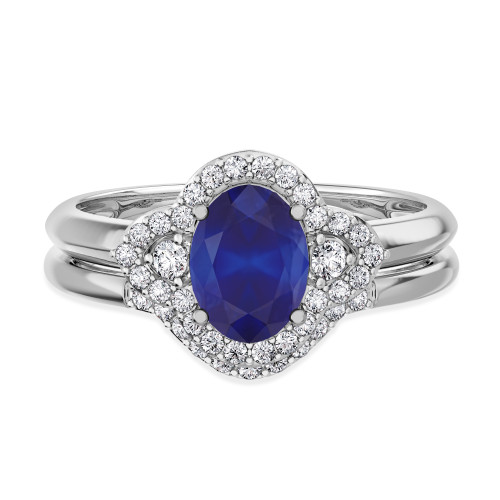 Photo of Holly 1 3/4 Carat T.W. Sapphire and Diamond Matching Bridal Ring Set 14K White Gold [BR892W-C000]