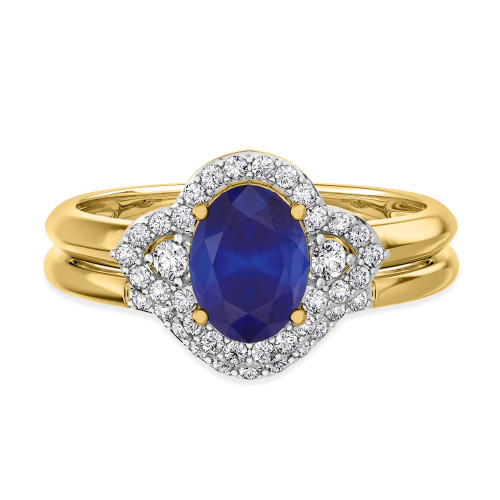 Photo of Holly 1 3/4 Carat T.W. Sapphire and Diamond Matching Bridal Ring Set 14K Yellow Gold [BR892Y-C000]