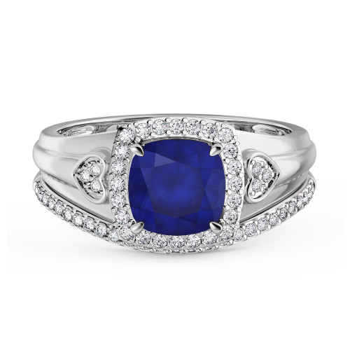 Photo of Erica 1 7/8 Carat T.W. Sapphire and Diamond Matching Bridal Ring Set 14K White Gold [BR893W-C000]