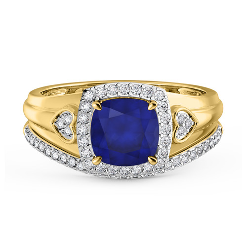 Photo of Erica 1 7/8 Carat T.W. Sapphire and Diamond Matching Bridal Ring Set 14K Yellow Gold [BR893Y-C000]