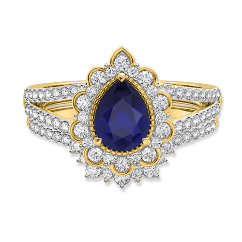 Photo of Canna 1 7/8 Carat T.W. Sapphire and Diamond Matching Bridal Ring Set 10K Yellow Gold [BR895Y-C000]