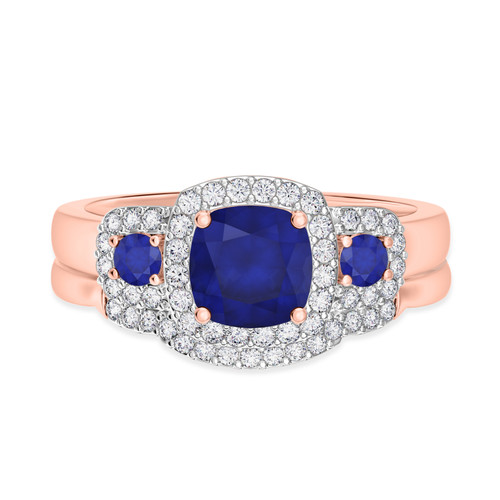 Photo of Kalina 1 1/2 Carat T.W. Sapphire and Diamond Matching Bridal Ring Set 10K Rose Gold [BR899R-C000]