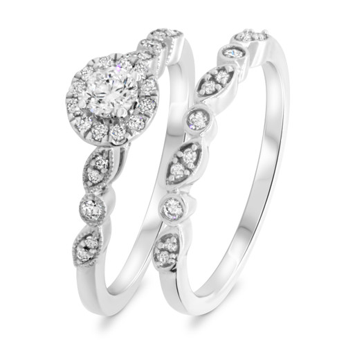 Photo of Jocelyn 1 Carat T.W. Round Solitaire Bridal Set 14K White Gold [BR909W-R023]