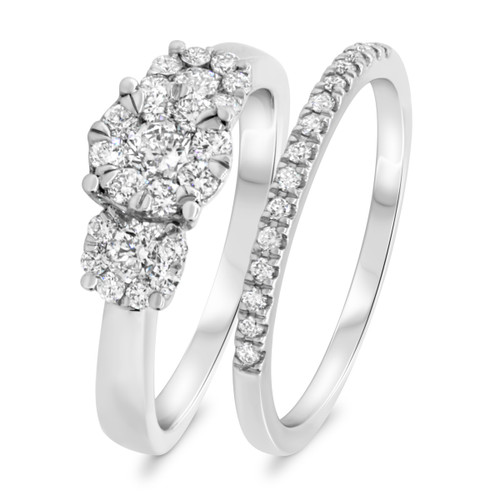 Photo of Florance 1 ct tw. Fancy Diamond Bridal Ring Set 14K White Gold [BR910W-C000]