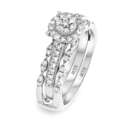 Photo of Jules 1/2 CT. T.W. Round Cluster Bridal Set 14K White Gold [BR917W-C000]