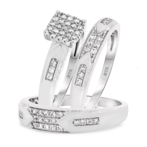 Photo of Micah 1/2 ct tw. Princess Diamond Matching Trio Ring Set 10K White Gold [BT914W-C000]