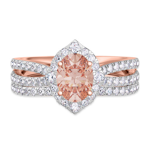 Photo of Sutton 1 3/4 Carat T.W. Morganite and Diamond Matching Bridal Ring Set 10K Rose Gold [BR267R-C000]