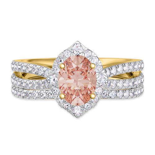 Photo of Sutton 1 3/4 ct tw. Oval Morganite Bridal Ring Set 14K Yellow Gold [BR267Y-C000]