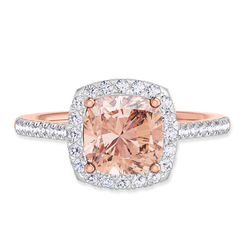 Photo of Iris 2 1/3 ct tw. Cushion Morganite Engagement Ring 14K Rose Gold [BT261RE-C000]