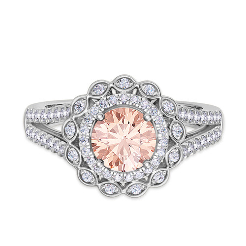 Photo of Pembe 1 1/6 ct tw. Round Morganite Engagement Ring 10K White Gold [BT263WE-C000]