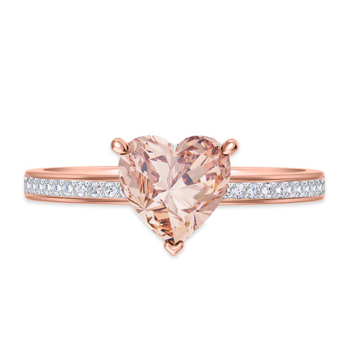 Armani 2 1/6 ct tw. Heart Morganite Engagement Ring 14K Rose Gold