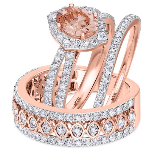 Photo of Sutton 2 1/2 ct tw. Oval Morganite Matching Trio Ring Set 10K Rose Gold [BT267R-C000]