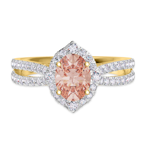 Photo of Sutton 1 1/2 ct tw. Oval Morganite Engagement Ring 14K Yellow Gold [BT267YE-C000]