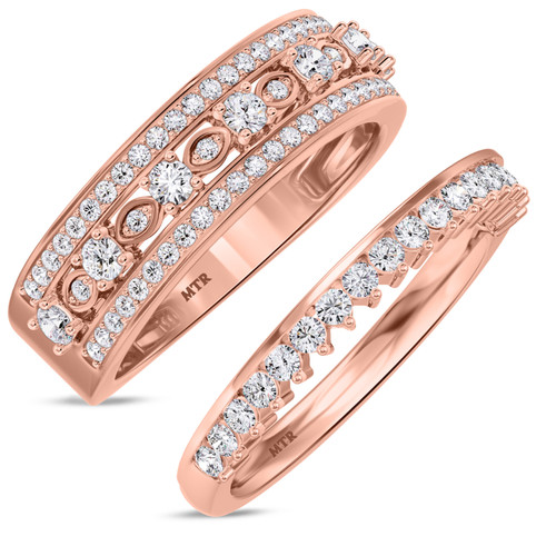 Photo of Bria 1 ct tw. Diamond His and Hers Matching Wedding Band Set 14K Rose Gold [WB265R]