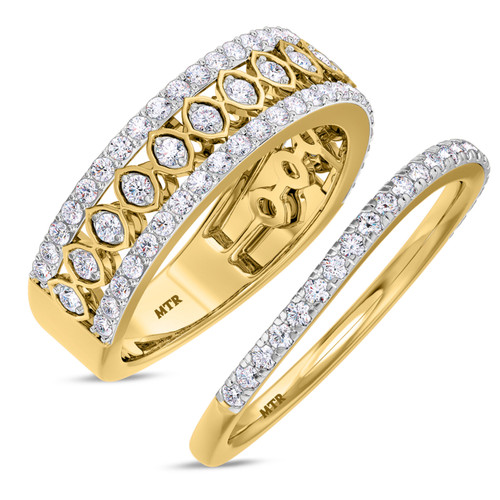 Photo of Sutton 1 ct tw. Diamond His and Hers Matching Wedding Band Set 10K Yellow Gold [WB267Y]