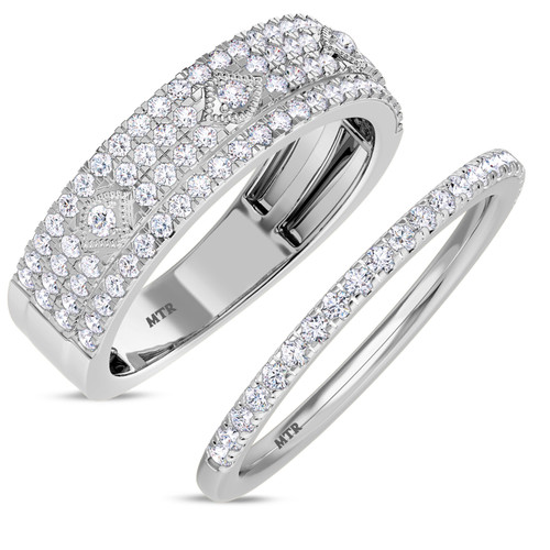 Photo of Hart 7/8 ct tw. Diamond His and Hers Matching Wedding Band Set 10K White Gold [WB270W]