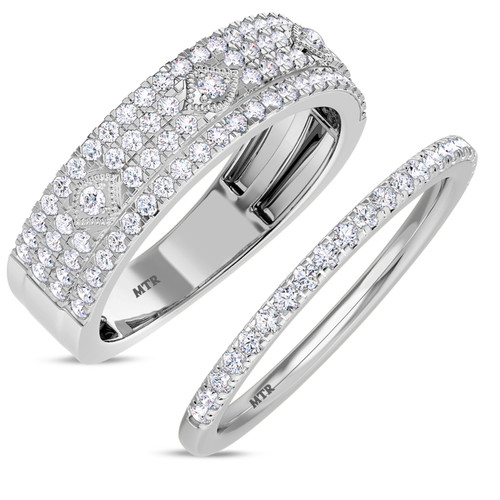 Photo of Hart 7/8 ct tw. Diamond His and Hers Matching Wedding Band Set 14K White Gold [WB270W]